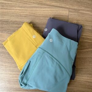 lululemon athletica women’s Leggings - Blue, Yellow, and Gray bundle